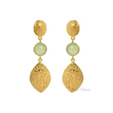 Stunning Green Chalcedony 10mm Round Gemstone Earrings, Micron Gold Plated 925 Sterling Silver Drop Earrings, Christmas Gift, Dangle Earring